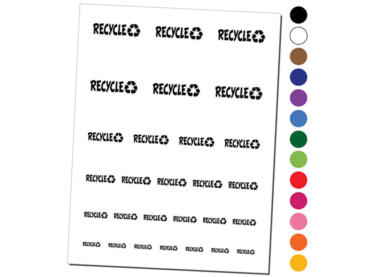 Recycle with Symbol Conservation Temporary Tattoo Water Resistant Fake Body Art Set Collection